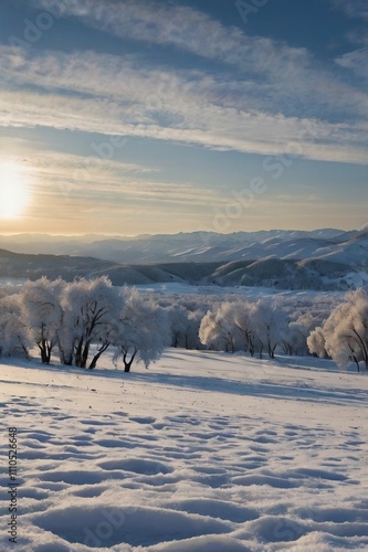 winter landscape in the mountains portrait