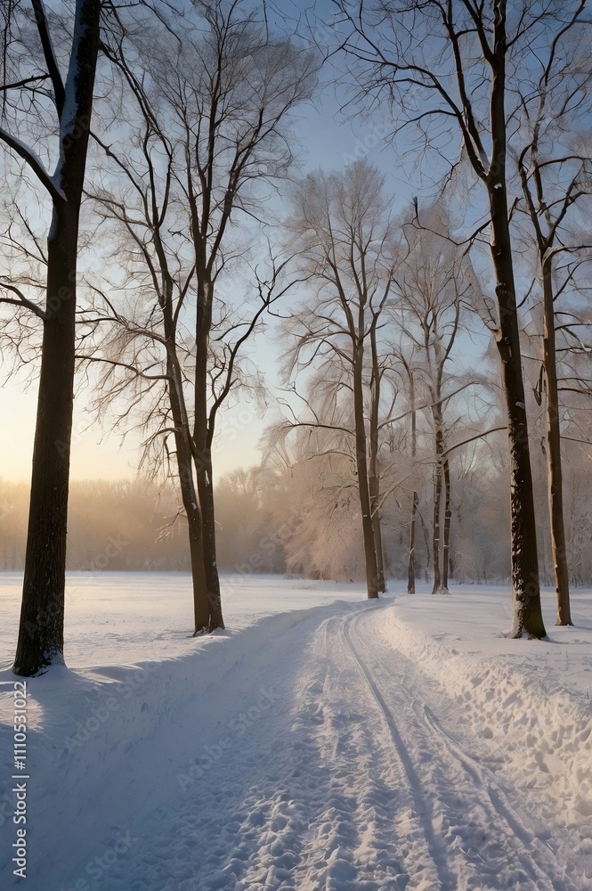 winter landscape with trees portrait winter landscape with trees portrait