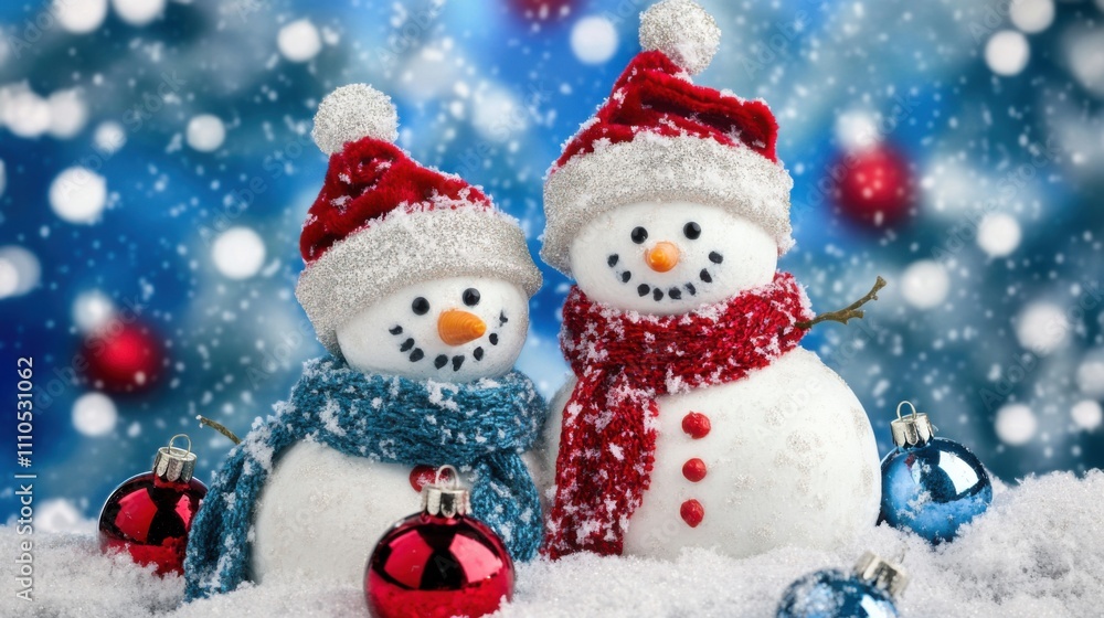 Obraz premium Diverse Snowmen Set: Christmas & New Year Vector Illustrations