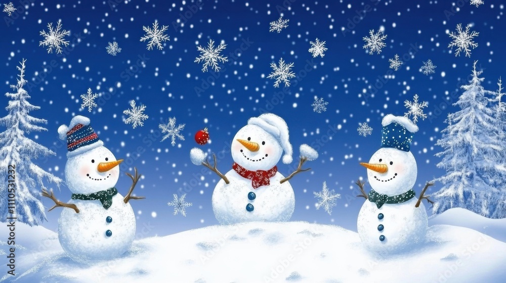 Diverse Snowmen Set: Christmas & New Year Vector Illustrations Diverse Snowmen Set: Christmas & New Year Vector Illustrations