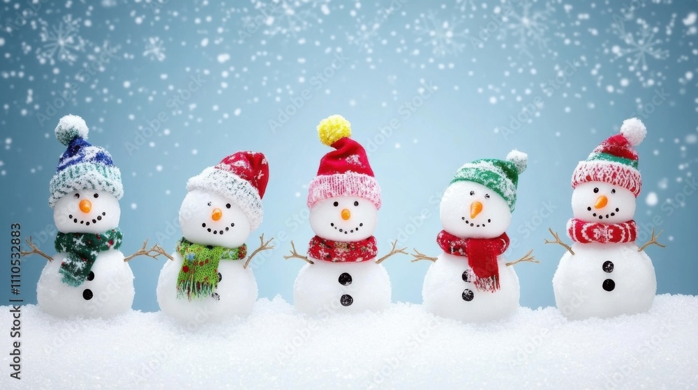 Diverse Snowmen Set: Christmas & New Year Vector Illustrations Diverse Snowmen Set: Christmas & New Year Vector Illustrations
