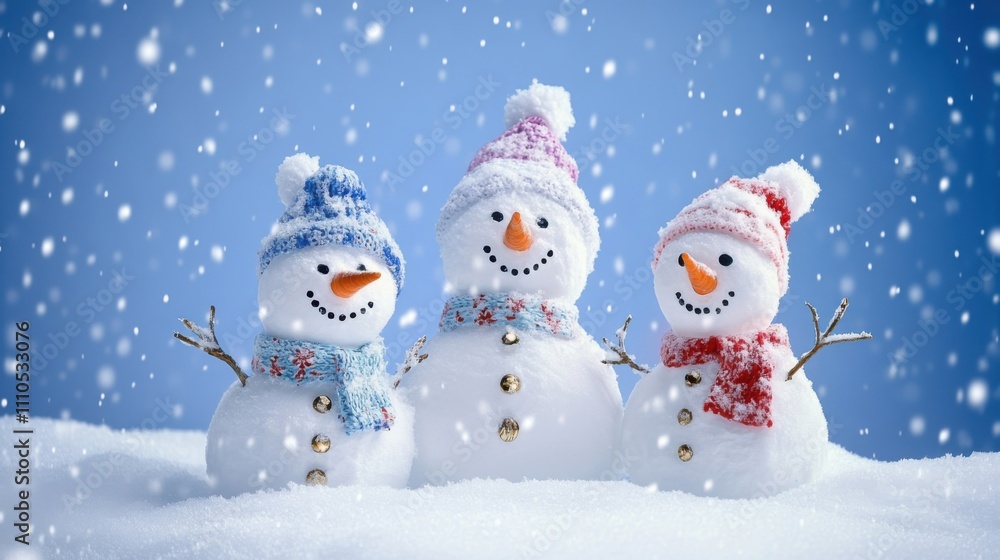 Diverse Snowmen Set: Christmas & New Year Vector Illustrations Diverse Snowmen Set: Christmas & New Year Vector Illustrations