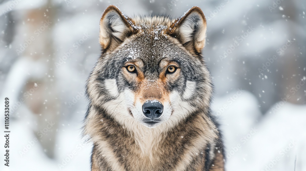 Obraz premium A wolf in the snow.
