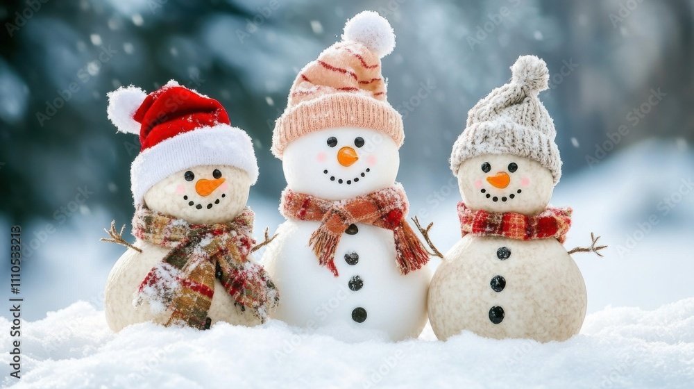 Diverse Snowmen Set: Christmas & New Year Vector Illustrations Diverse Snowmen Set: Christmas & New Year Vector Illustrations