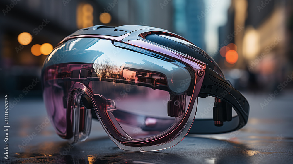 Fototapeta premium futuristic VR and helmet with AI technology 