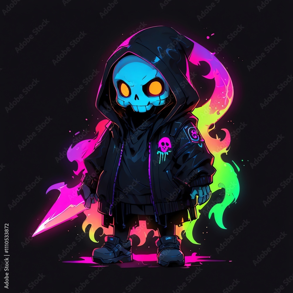 Neon Skull Hoodie: A Digital Art Piece