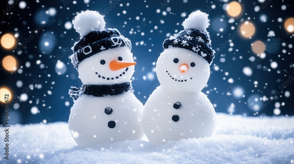Obraz premium Diverse Snowmen Set: Christmas & New Year Vector Illustrations