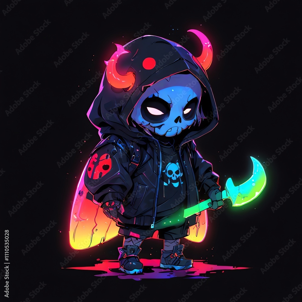 Neon Skull Kid with Wings and Sickle Neon Skull Kid with Wings and Sickle