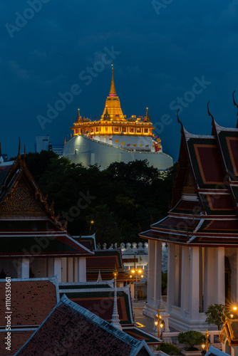 Golden mount at Wat Sraket, the Buddhist temple in Bangkok, Thailand.