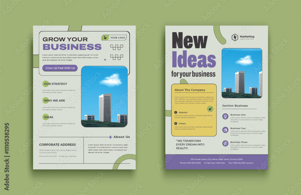 Fototapeta premium Business flyer template for poster flyer brochure cover. Graphic design layout space for photo background, template in a4 size