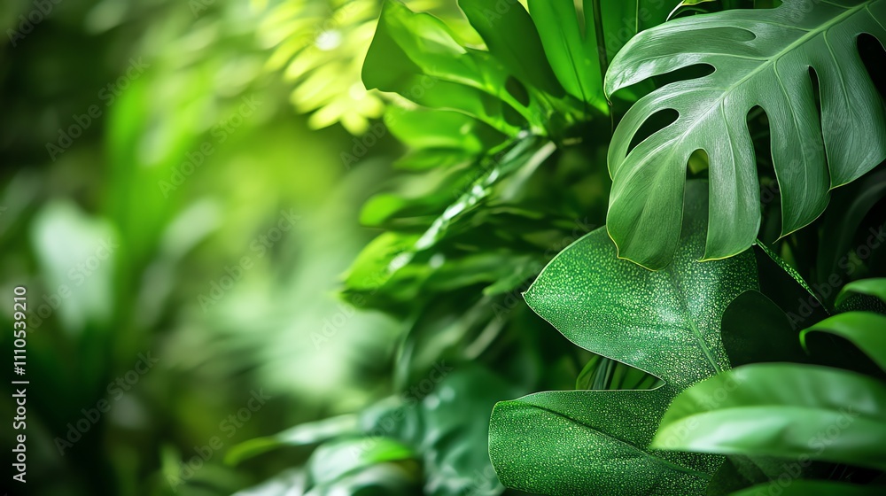 Fototapeta premium Lush green tropical leaves.
