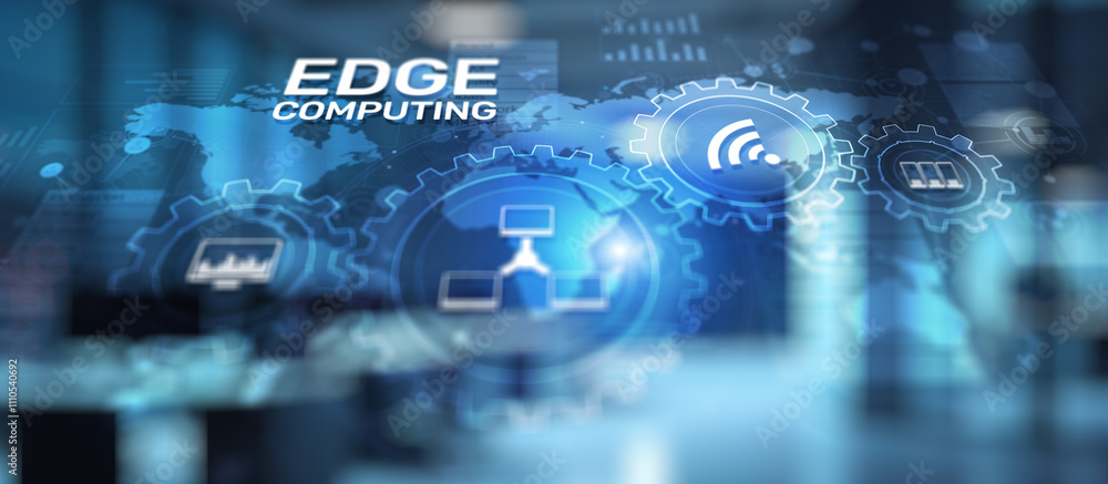 Edge computing modern IT technology on virtual screen concept. Edge computing modern IT technology on virtual screen concept.
