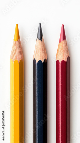Wallpaper Mural Diversity and unity, Bright yellow, black, and red pencils arranged in straight line, showcasing their sharpened tips and vibrant colors. Perfect for artistic projects and creativity Torontodigital.ca