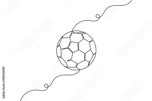 Football Continuous one line drawing of isolated outline football day  flat vector icon