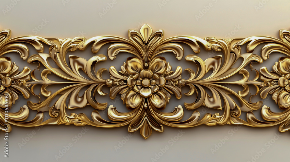 Intricate golden decorative element with a cut-out design, perfect for elegant backgrounds or embellishments Intricate golden decorative element with a cut-out design, perfect for elegant backgrounds or embellishments