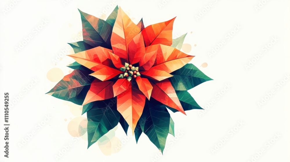 Vibrant Geometric Poinsettia Flower Illustration Vibrant Geometric Poinsettia Flower Illustration