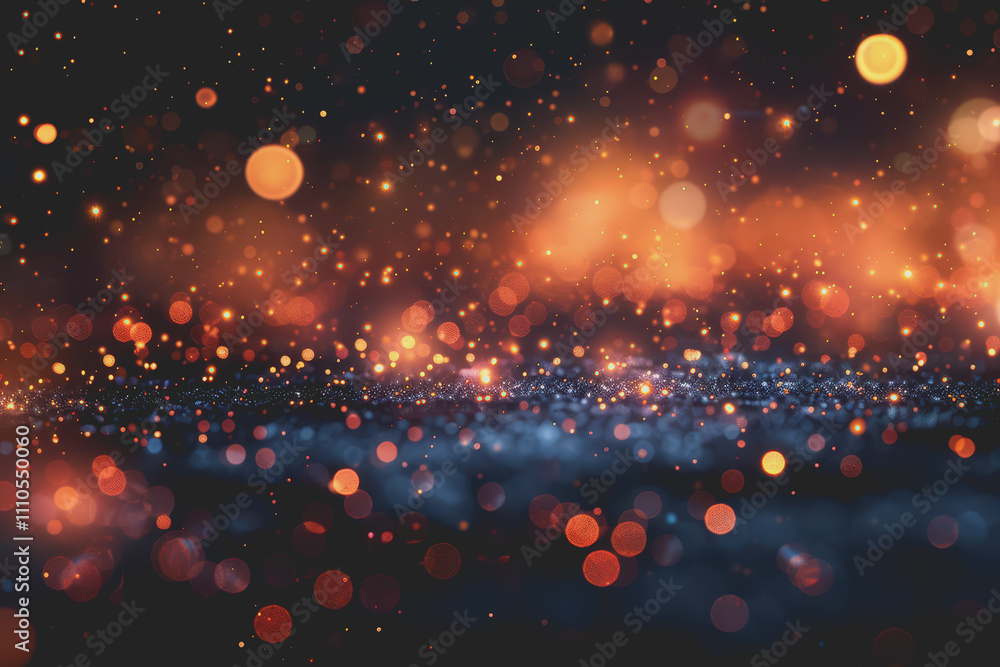 Fototapeta premium Mostly black background with a few bokeh lights - minimal - photo-realistic.