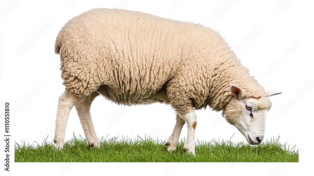 Sheep Grazing in Green Pasture with Soft Light Sheep Grazing in Green Pasture with Soft Light