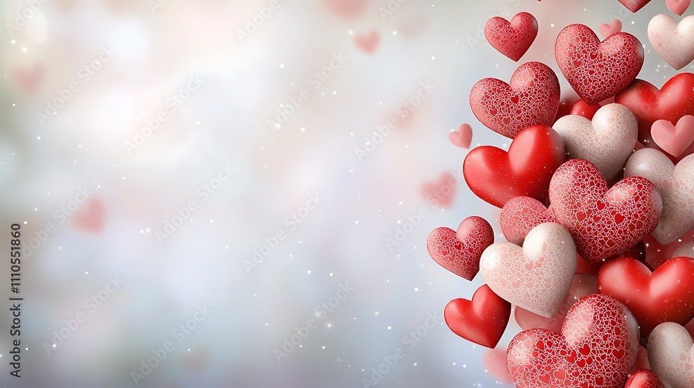 A romantic Valentine's Day background featuring a gradient of red and pink hues, adorned with a multitude of hearts in various sizes cascading across the design. A romantic Valentine's Day background featuring a gradient of red and pink hues, adorned with a multitude of hearts in various sizes cascading across the design.