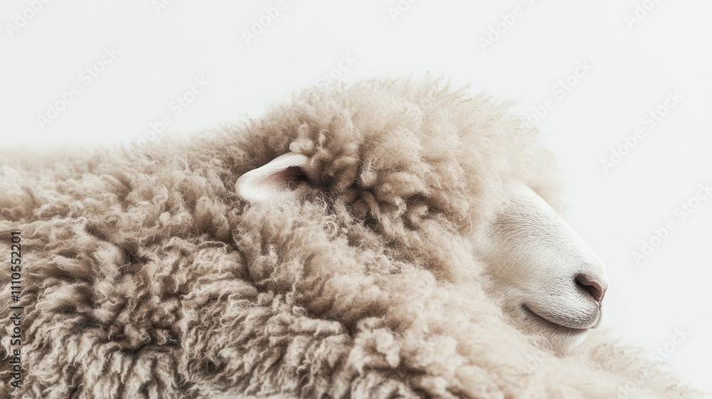 Fototapeta premium Soft Wool Sheep on White Background
