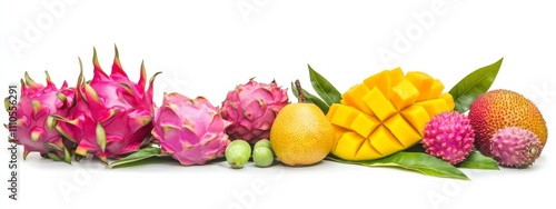 Wallpaper Mural A selection of exotic fruits: mango, dragon fruit, and lychee Torontodigital.ca