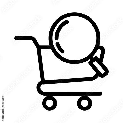 shopping cart with a magnifying glass, representing the ability to search and find specific items while shopping