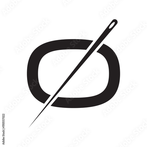 Letter O Tailor Sewing Needle Logo Design Concept For Embroider, Textile, Fashion, Cloth, Fabric Symbol