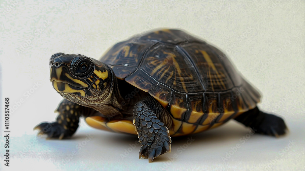 Obraz premium Marine turtle against a white background, showcasing the beauty of this aquatic animal