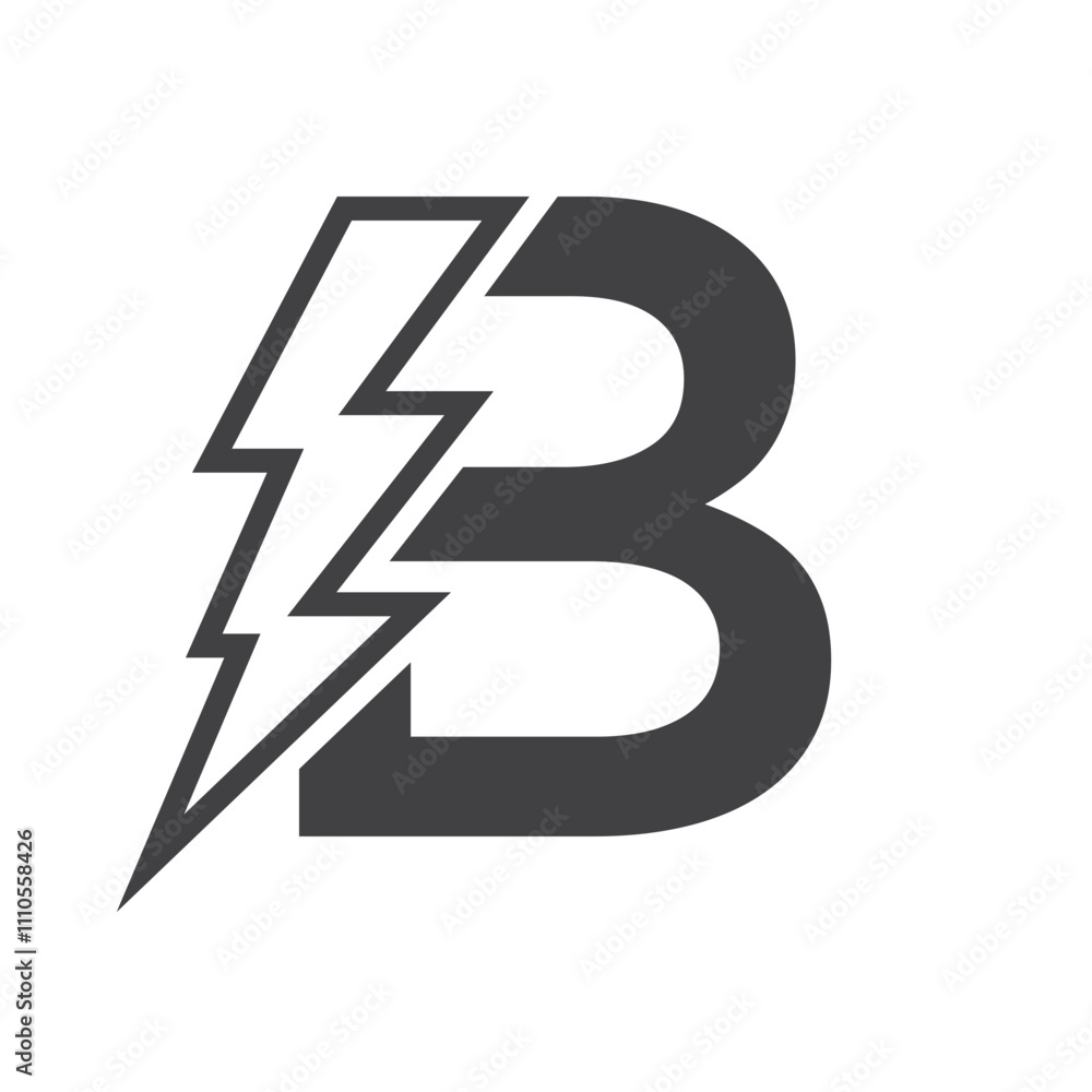 Letter B For Electric Logo Combination With Lightning Thunder Bolt Icon. Power Logo Design Letter B For Electric Logo Combination With Lightning Thunder Bolt Icon. Power Logo Design