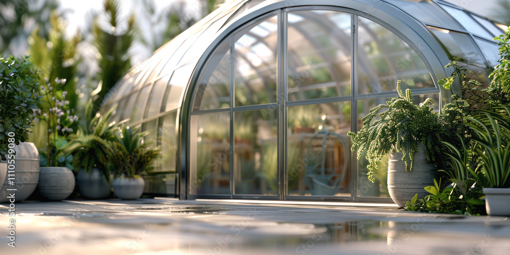 Fototapeta premium greenhouse with seedlings of herbs and vegetables Generative AI