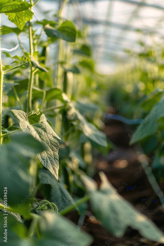 Fototapeta premium greenhouse with seedlings of herbs and vegetables Generative AI