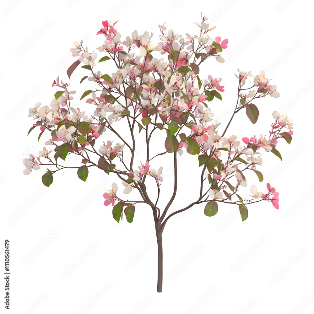 Transparent background small tree with pink and white flowers, ideal for spring and nature-inspired designs Transparent background small tree with pink and white flowers, ideal for spring and nature-inspired designs