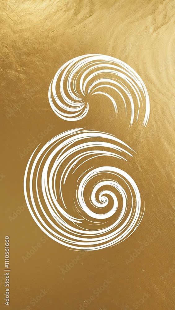 White Spiral pattern hand drawn design on Gold background illustration White Spiral pattern hand drawn design on Gold background illustration