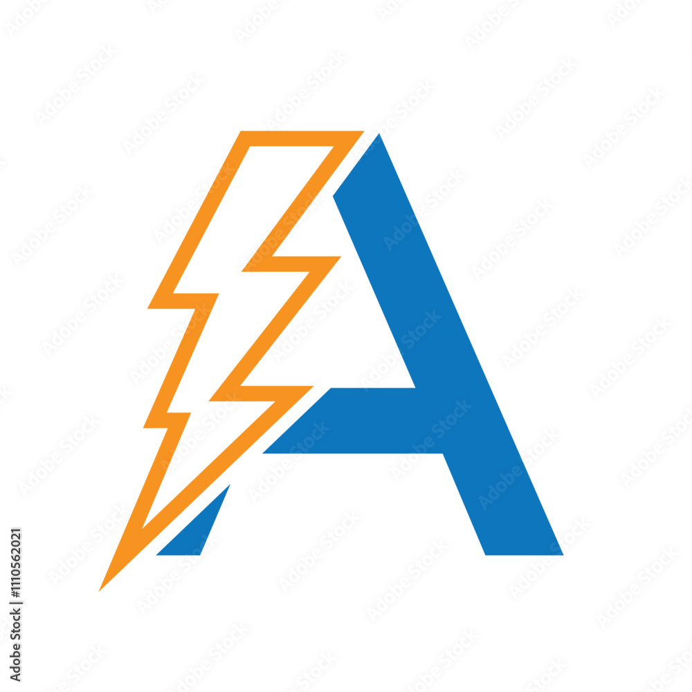 Letter A For Electric Logo Combination With Lightning Thunder Bolt Icon. Power Logo Design Letter A For Electric Logo Combination With Lightning Thunder Bolt Icon. Power Logo Design
