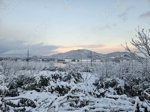 a beautiful scenery caused by heavy snow