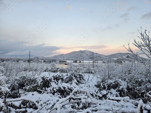 a beautiful scenery caused by heavy snow