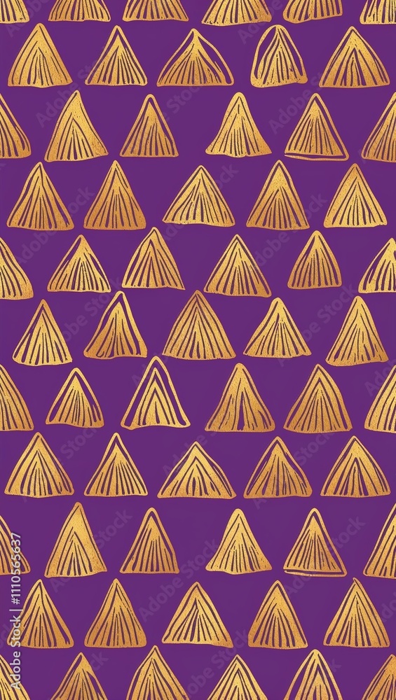 Gold Trapezoid pattern hand drawn design on Pink background illustration Gold Trapezoid pattern hand drawn design on Pink background illustration