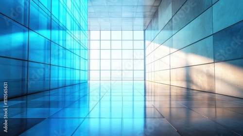 Vibrant Light Dances in a Modern Hallway