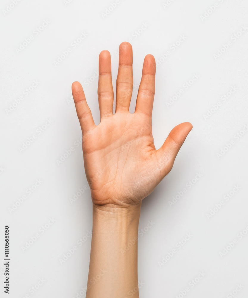 close up of hand displaying open palm gesture against plain background, symbolizing communication and interaction. hand natural skin tone adds warmth to image close up of hand displaying open palm gesture against plain background, symbolizing communication and interaction. hand natural skin tone adds warmth to image