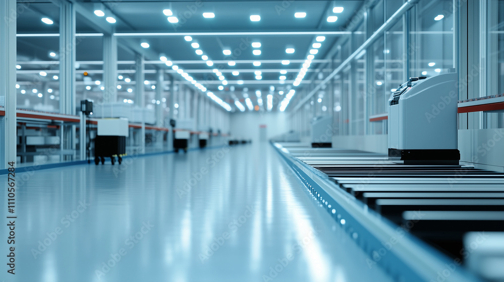 A clean and systematic storage facility with evenly spaced shelves and automated sorting machines efficiently handling packages A clean and systematic storage facility with evenly spaced shelves and automated sorting machines efficiently handling packages