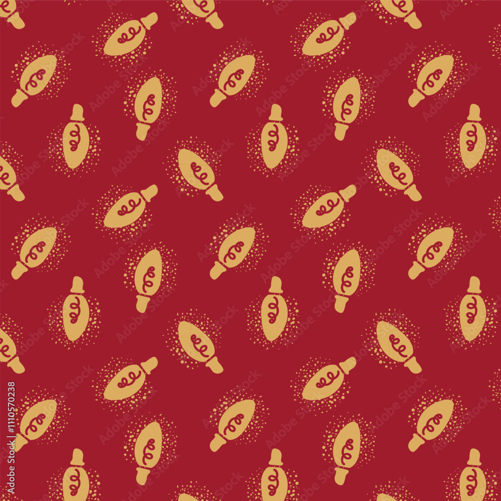 Pattern of Christmas lights in trendy groovy retro style. String of golden holiday lights. Happy New year and Merry Christmas seamless background. 70s Vibes groovy bulbs. Vector wallpaper. Pattern of Christmas lights in trendy groovy retro style. String of golden holiday lights. Happy New year and Merry Christmas seamless background. 70s Vibes groovy bulbs. Vector wallpaper.