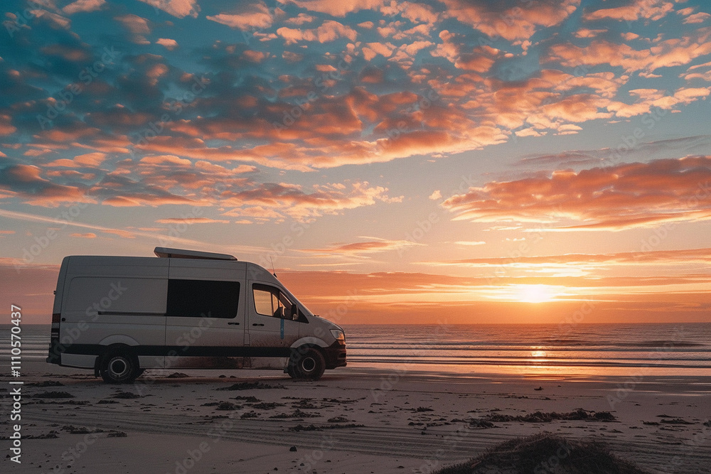 Holiday trip on large family motorhome for holiday in beautiful nature Holiday trip on large family motorhome for holiday in beautiful nature