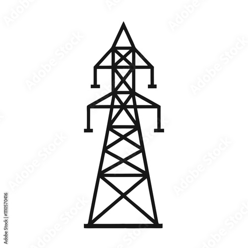 Electric tower thin line icon set. Power pole, electric, and electricity pylon icon symbol. Vector illustration