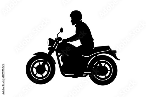 black silhouette of a man riding a motorcycle. vector illustration.