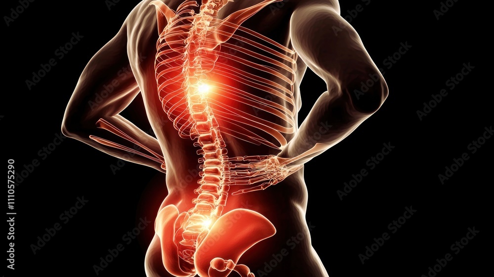 Naklejka premium Anatomy of Lower Back Pain 3D Medical Illustration