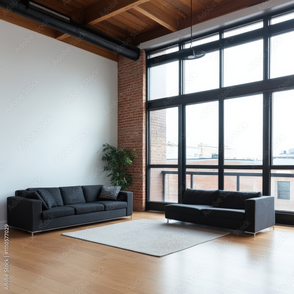Fototapeta premium Urban loft design exposed brick aesthetic