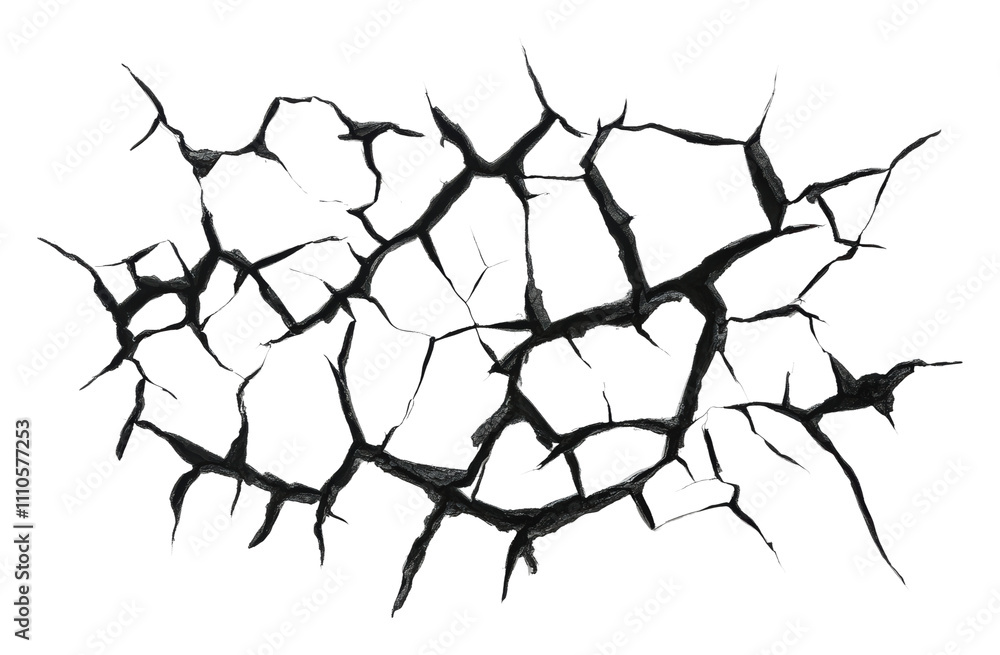 Detailed depiction of cracked surface texture, cut out - stock png. Detailed depiction of cracked surface texture, cut out - stock png.