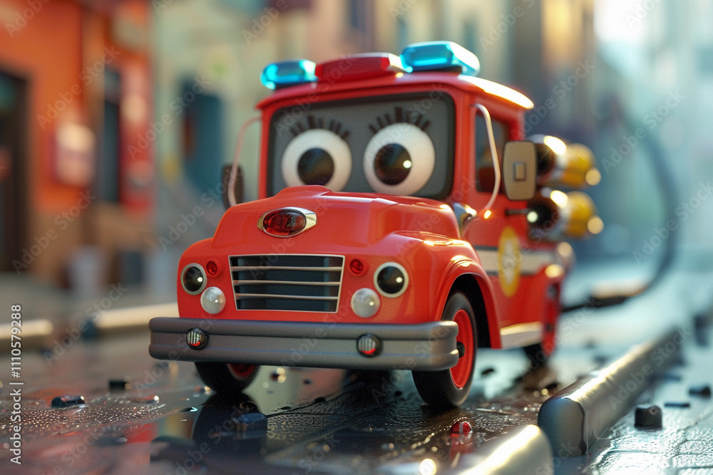 Beautiful fictional cartoon car with pronounced headlights Beautiful fictional cartoon car with pronounced headlights