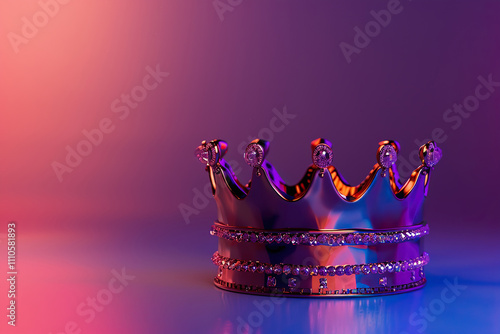 Fantastic king or queen crown from vivid gold material for coronation photo