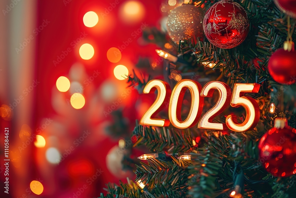 The golden figures 2025 made of candles on a black stone slate background are decorated with a festive decor of stars, sequins, fir branches, balls and garlands. Greeting card, happy New Year.
The golden figures 2025 made of candles on a black stone slate background are decorated with a festive decor of stars, sequins, fir branches, balls and garlands. Greeting card, happy New Year.